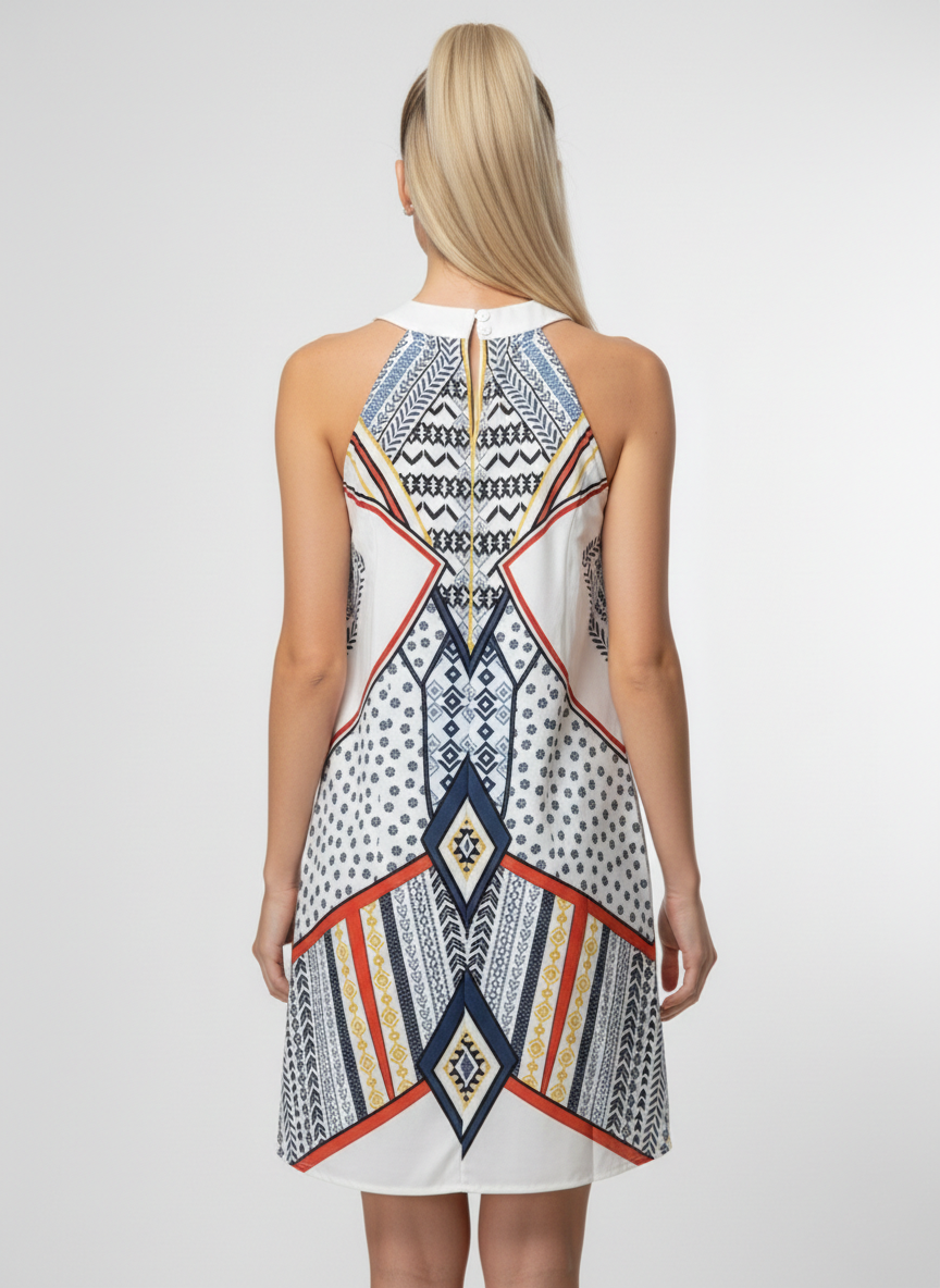 10215 Tribal Fusion Halter Dress