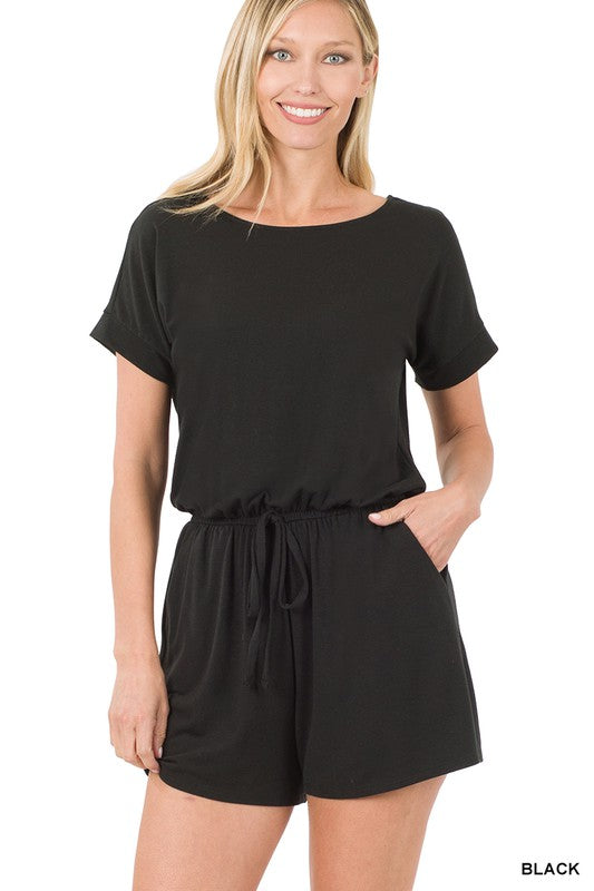 Style 2171 Black Solid Romper