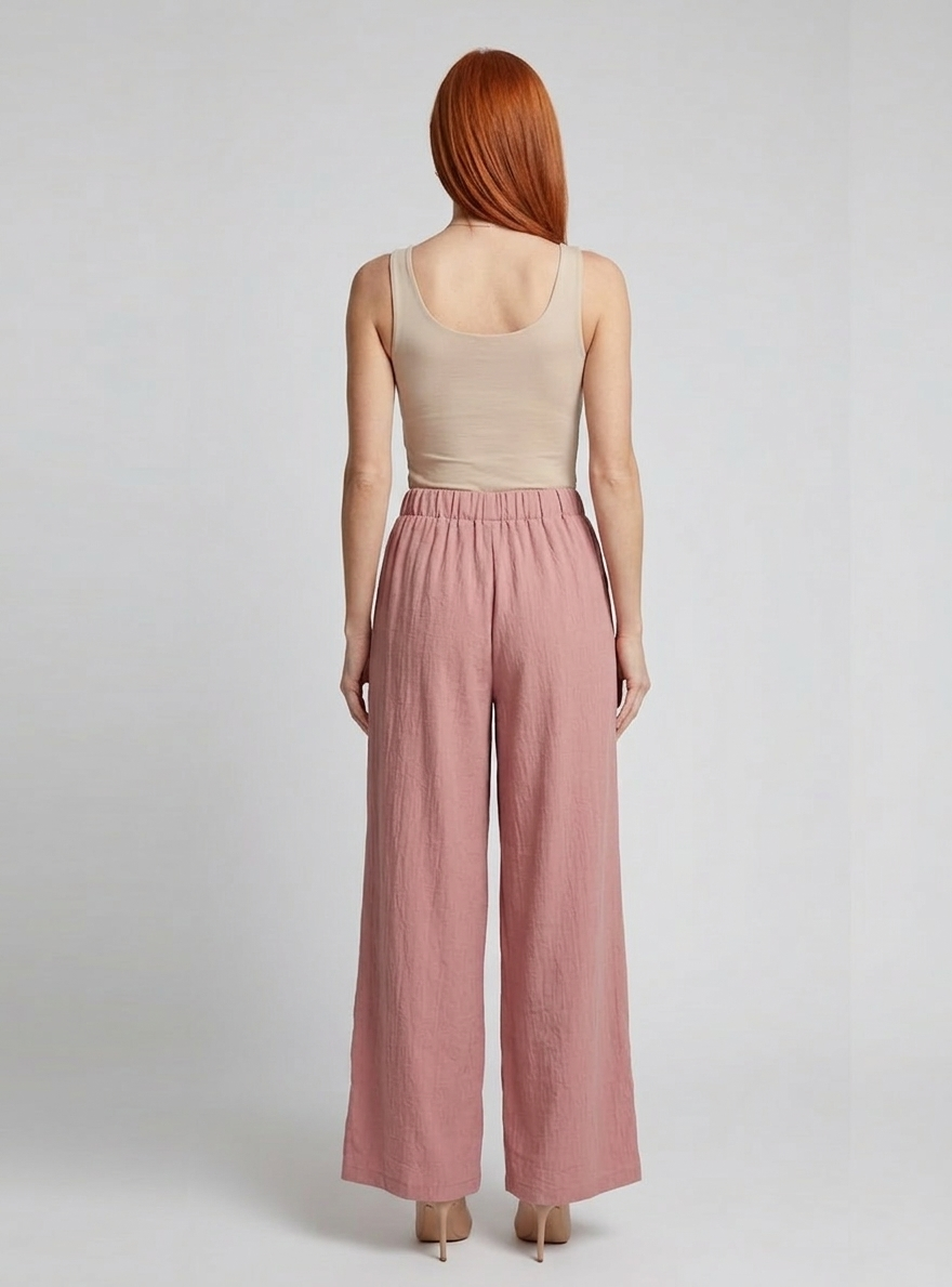 1234 Dusty Rose Pleated Trousers with Side Pocket