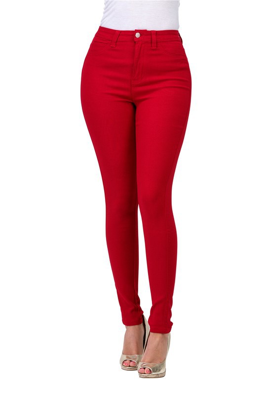 LV-300 Red Khaki High Waisted Colored Jeans