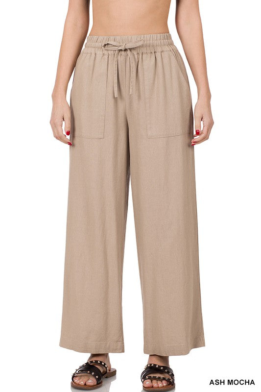 Style 65051 Ash Mocha Linen Drawstring Pants