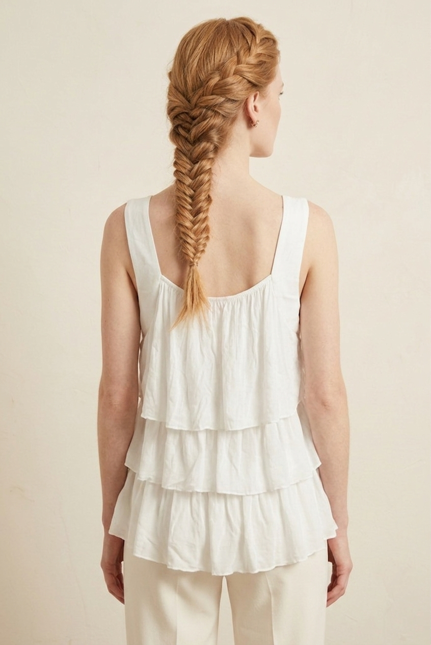 1597 Dreamy White Layered Top