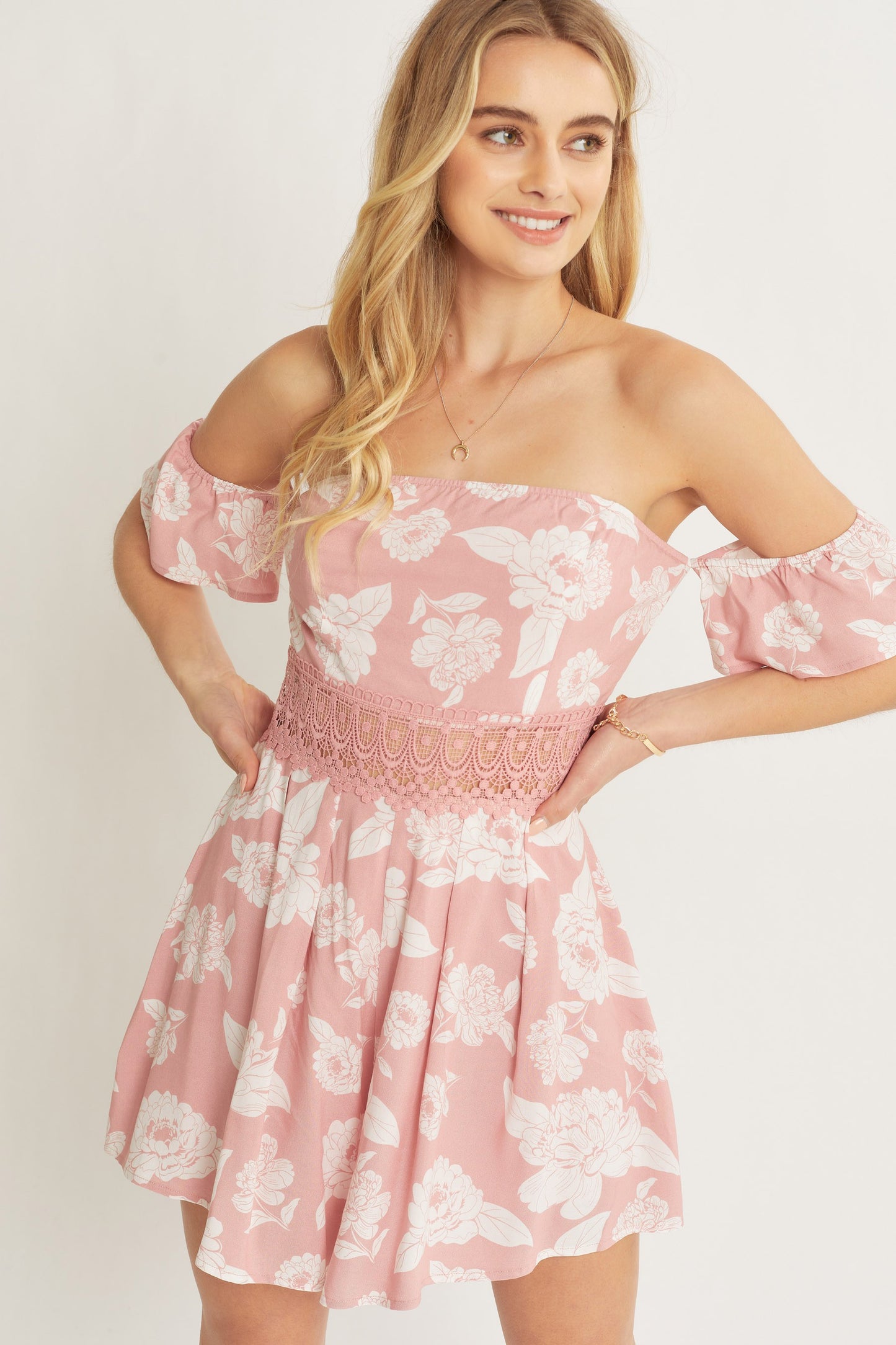 Style 3690 Mauve Off Shoulder Romper