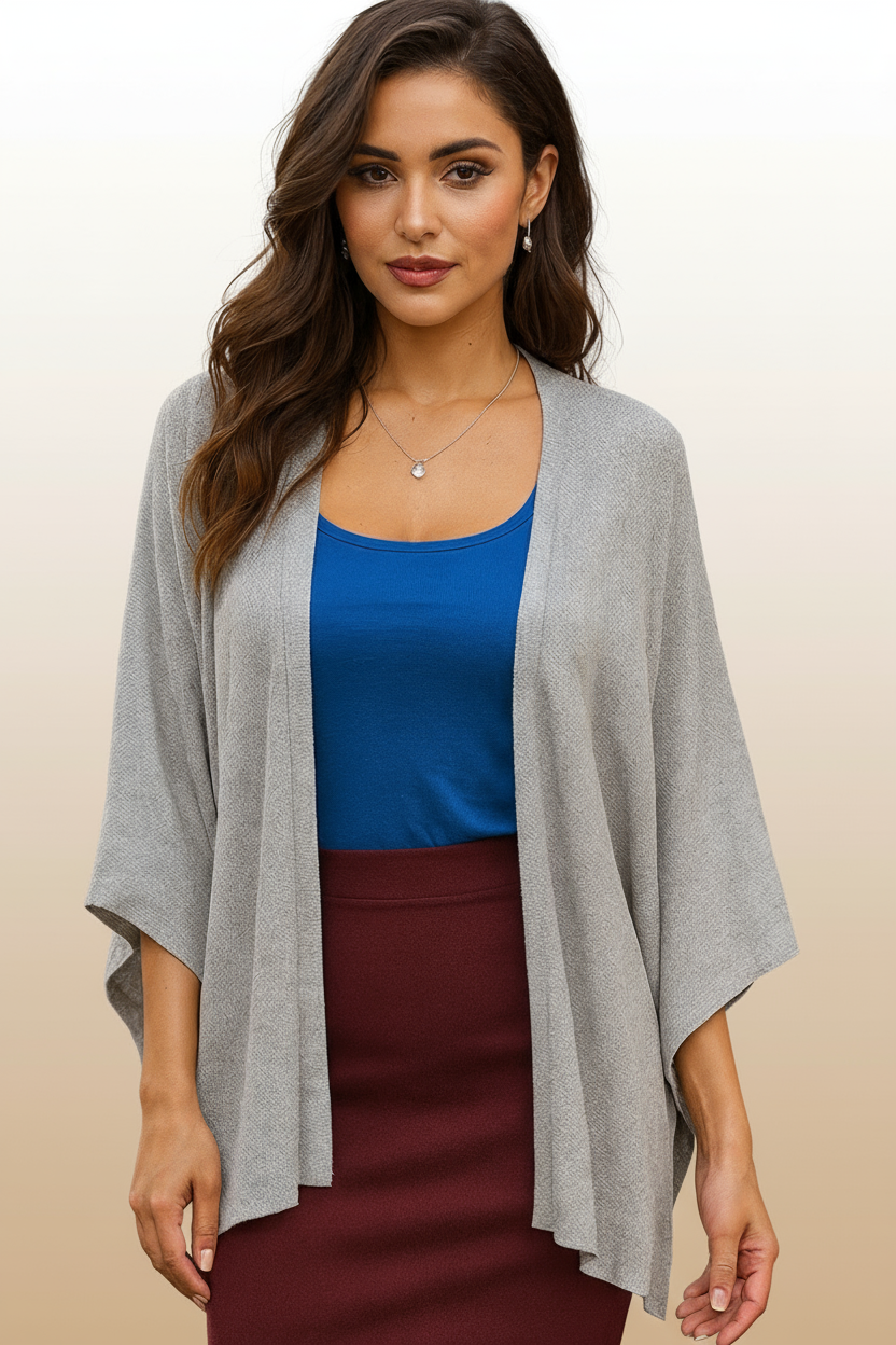 17079 Light Gray Drape Cardigan