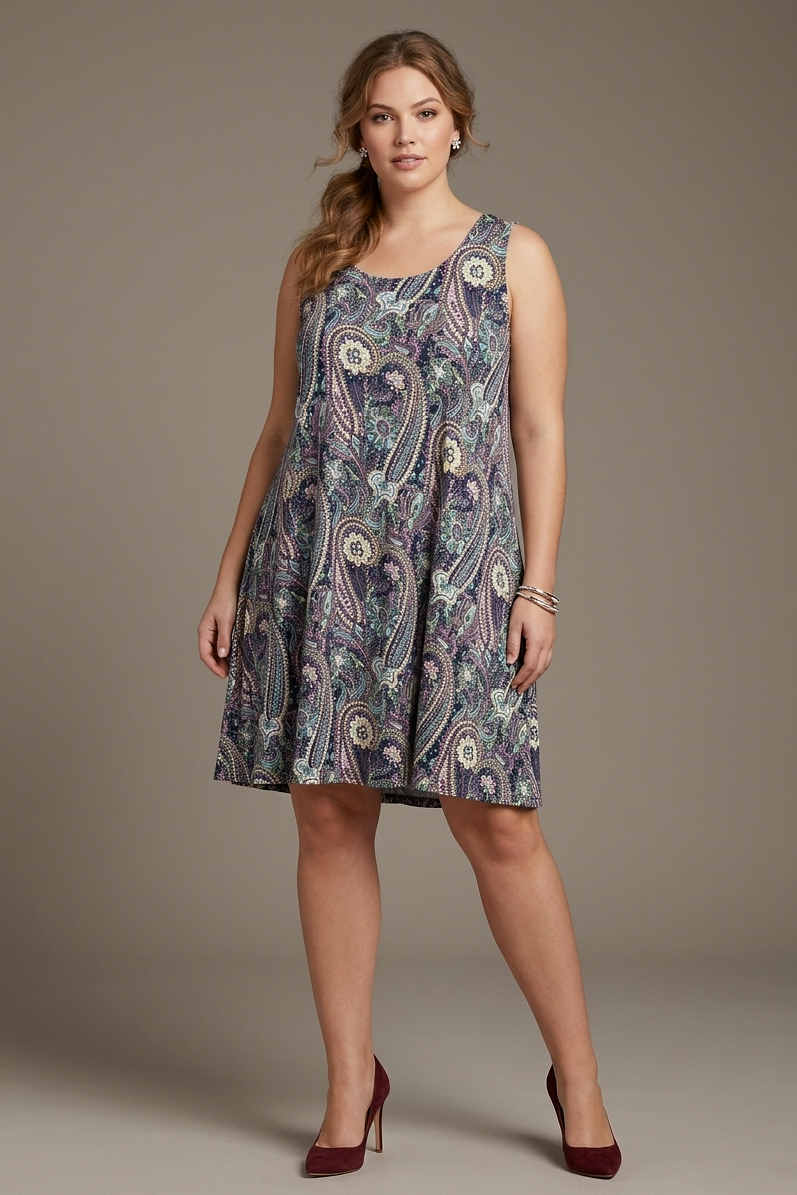 3158 Boho Breeze Navy Knee Dress
