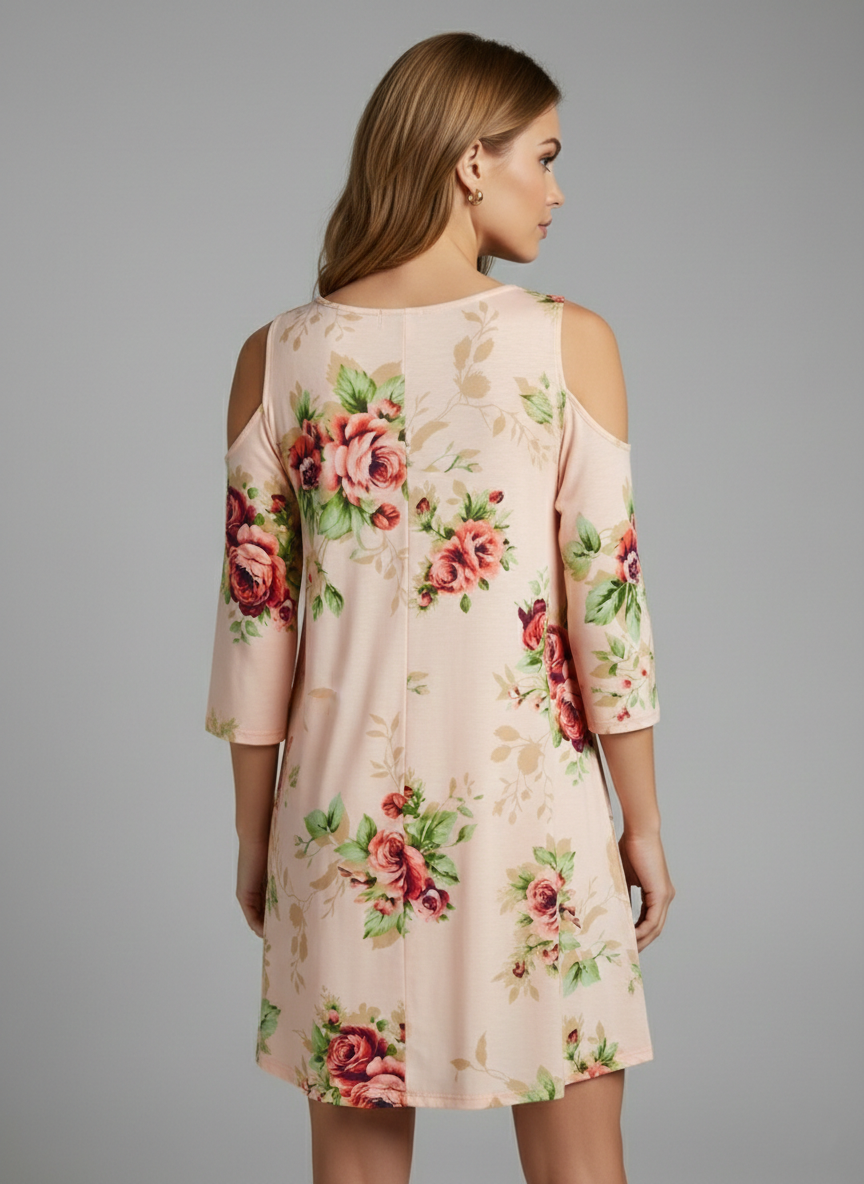 3575 Blushing Rose Cold Shoulder Dress