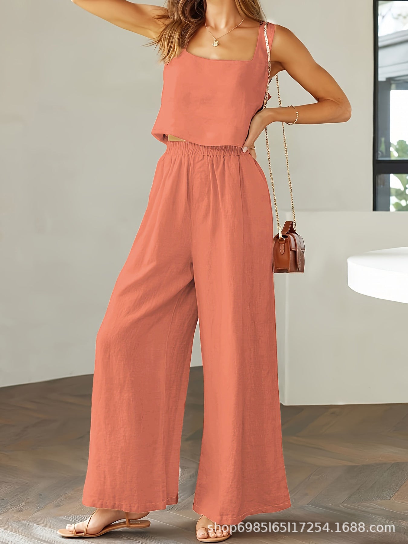 Style 2006 Orange Square Neck 2PC Set