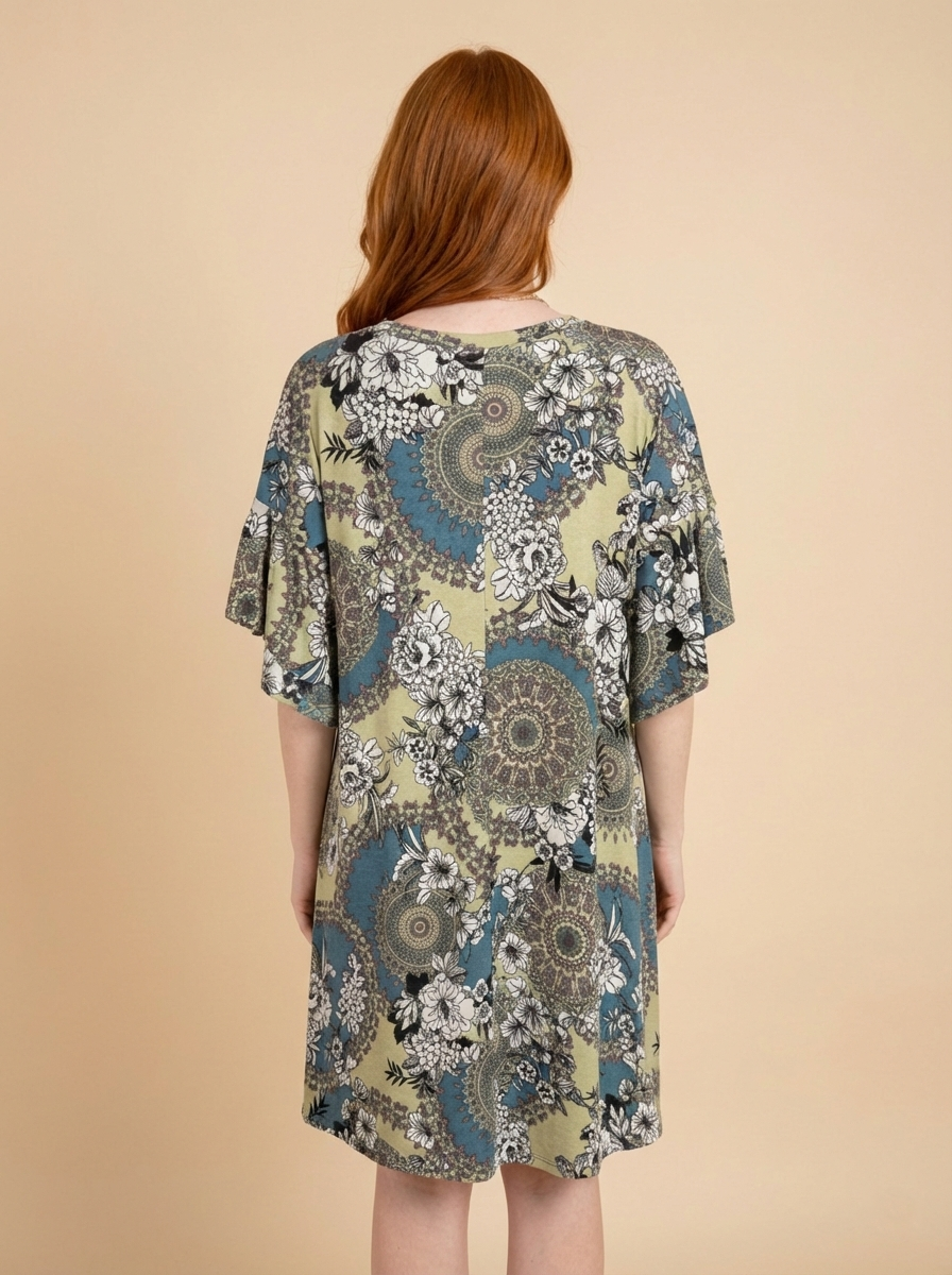 3927 Gypsy Garden Teal Dress