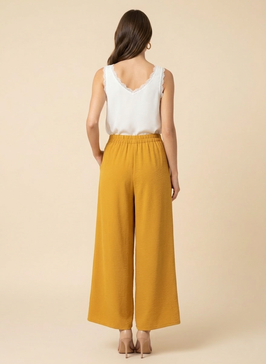 6122 Honey Mustard Pleated Trousers with Side Pocket