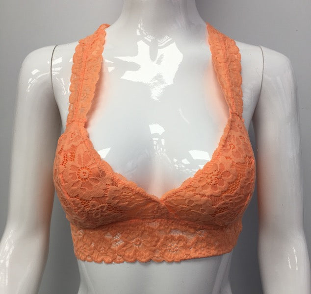 B82 Orange Lace Bra
