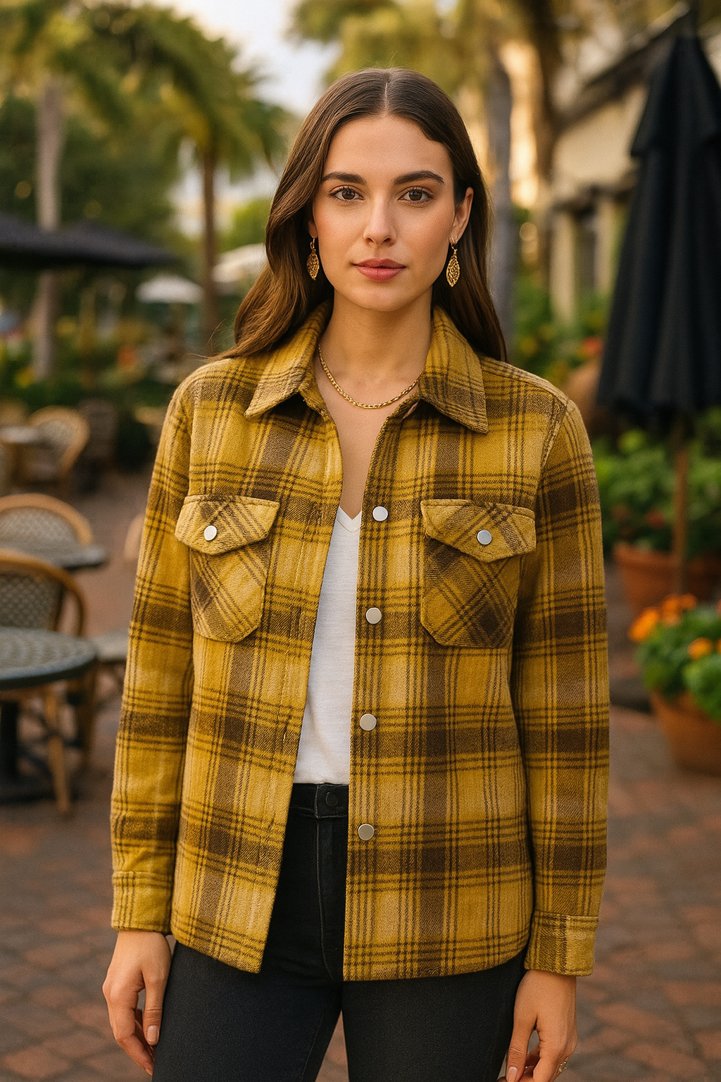 23883 Mustard Plaid Shacket