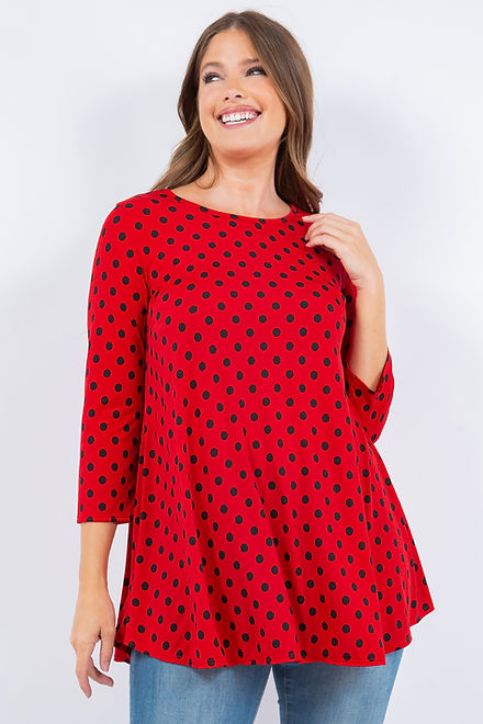 Style52917 Red And Black Polka Dot Top