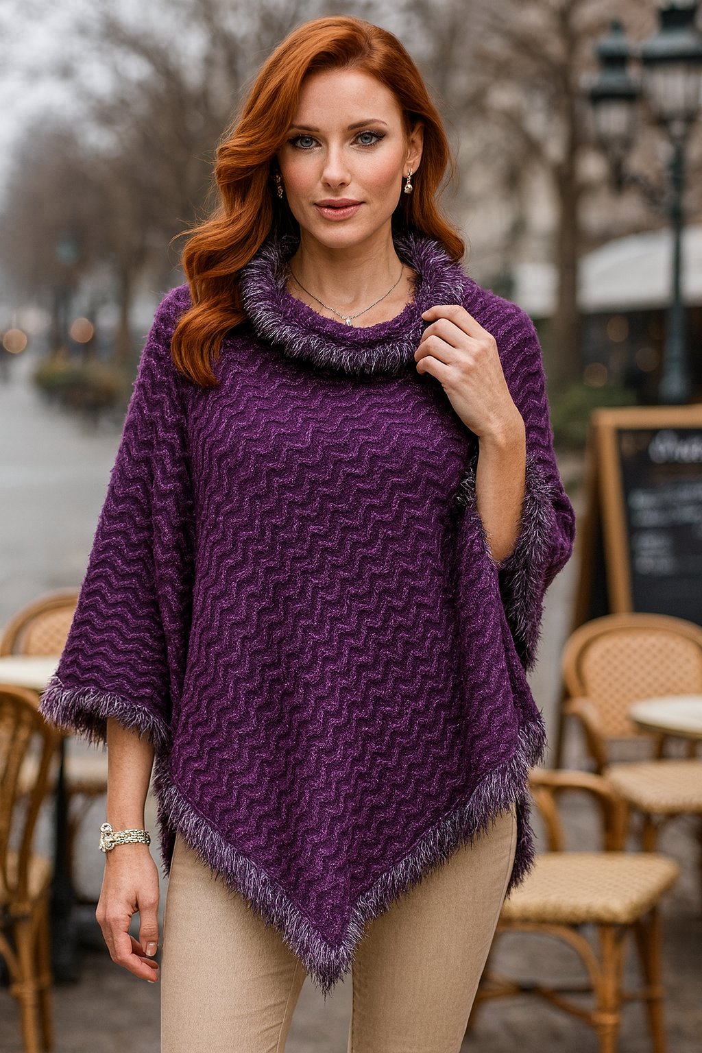 P62S Amethyst Glow Knit Poncho