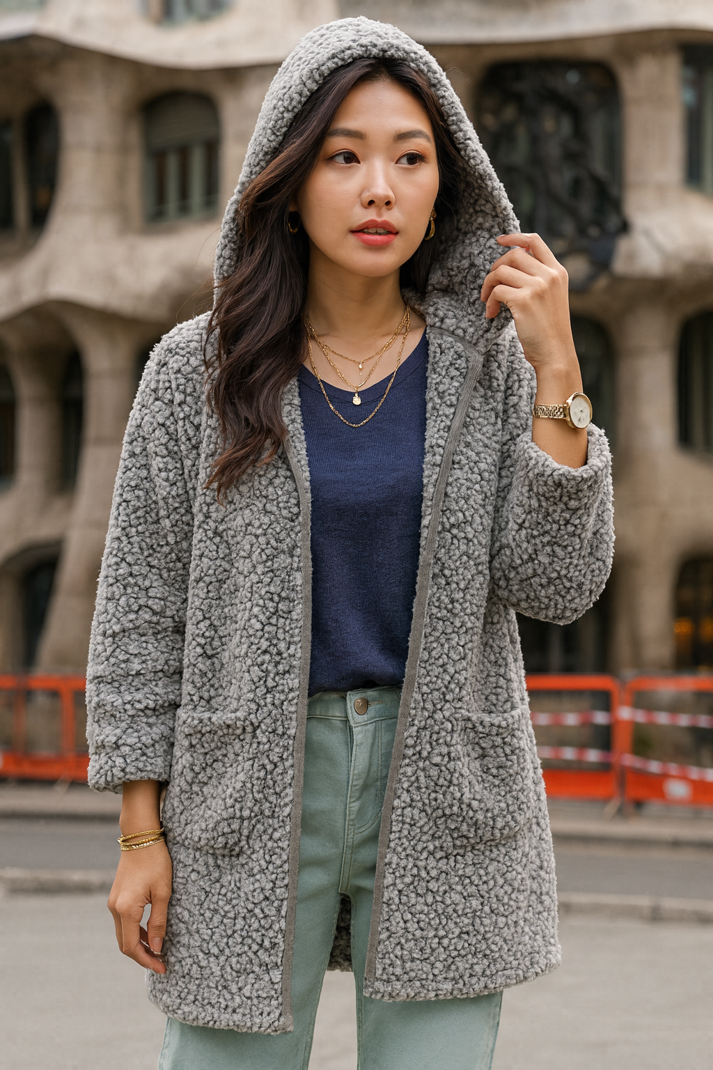 8016 Ash Gray Sherpa Hooded Jacket – LTX Sportswear