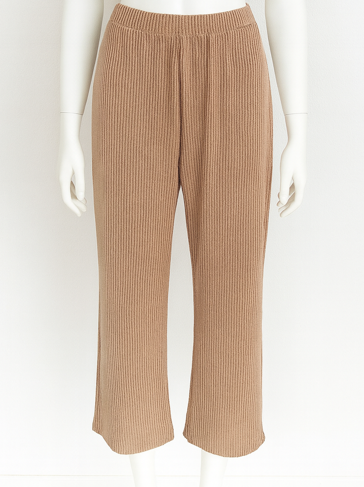 4594 Beige Ribbed Long Sleeve Top & Pants and 5635 Pants Set