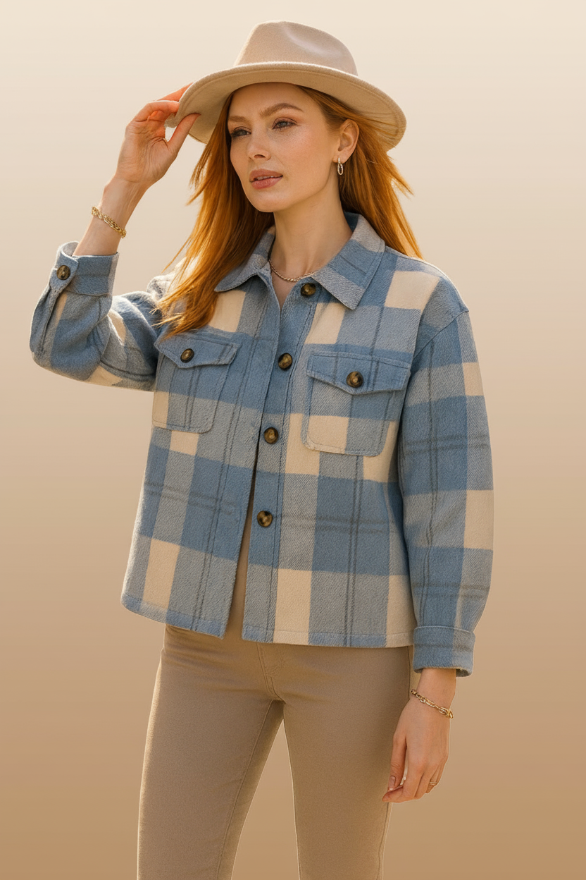 1019 Blue Mist Cropped Shacket