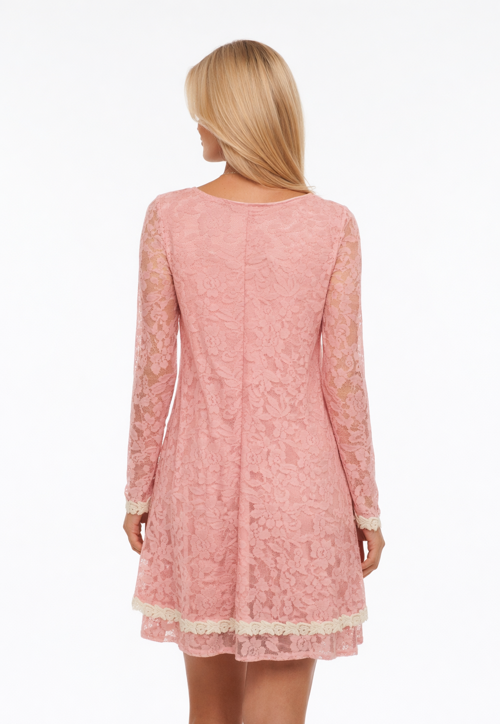 4239 Blush Rose Lace Dress with side pockets
