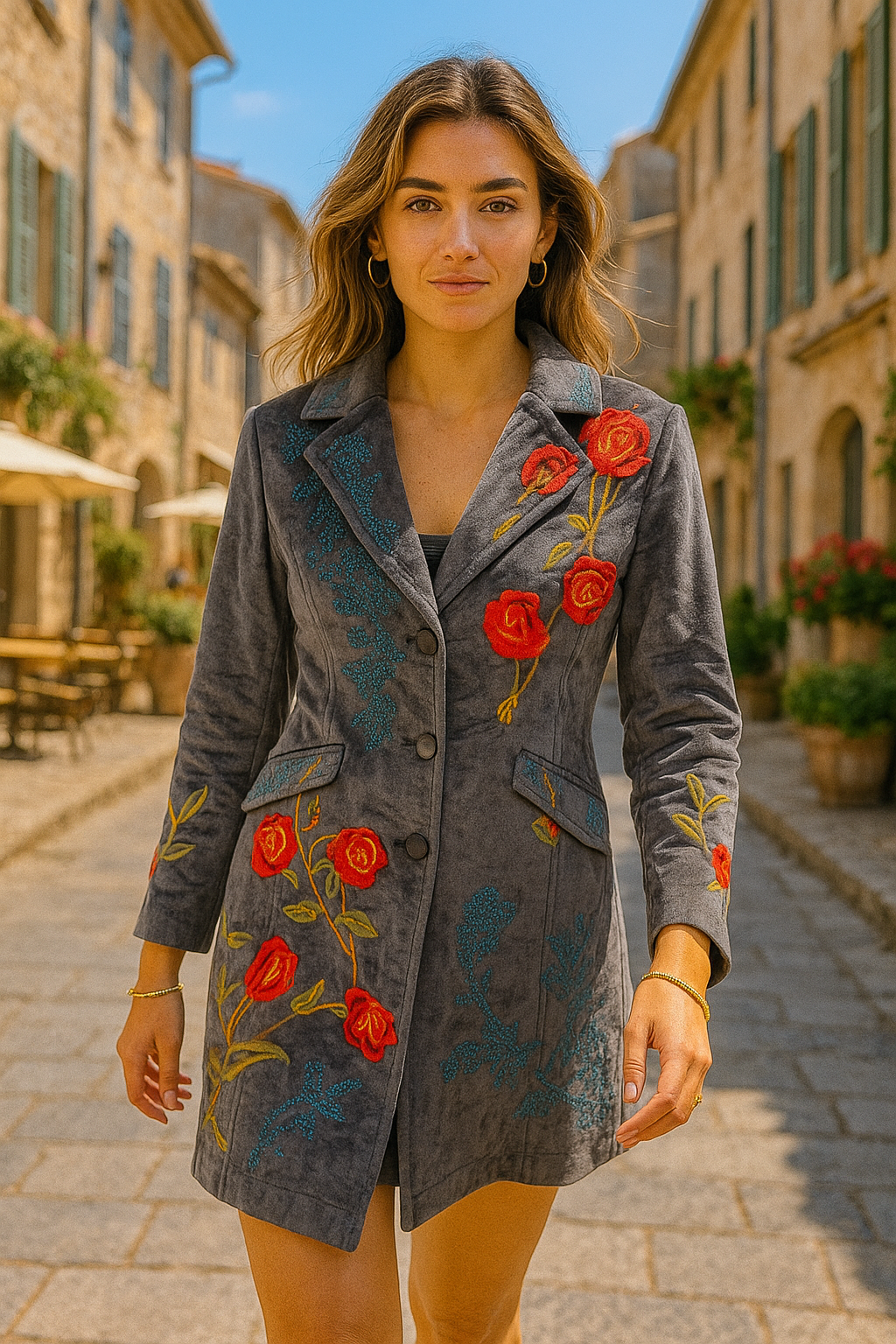 4248 Vineyard Floral Fully Lined Embroidered Coat