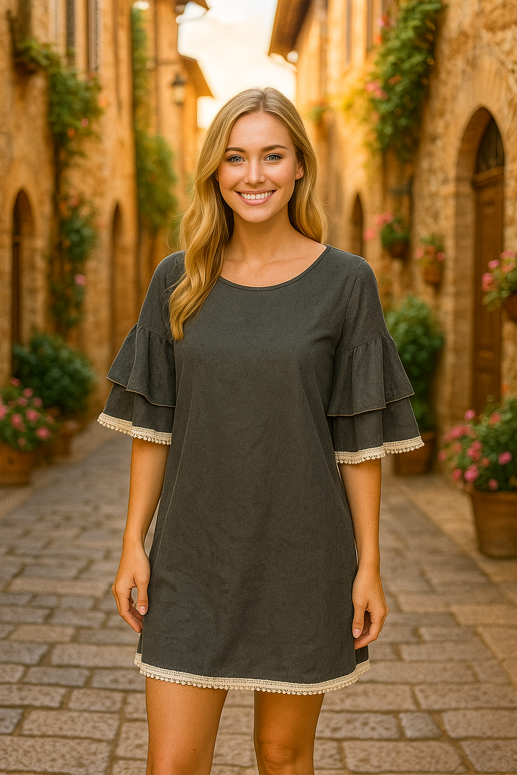 3949 Twilight Lace-Trim Tunic