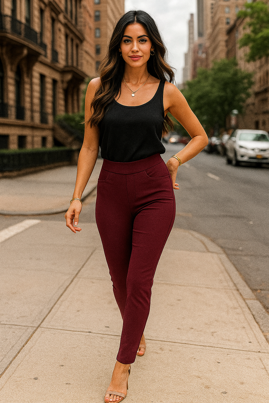 1000 City Chic Burgundy Ponte Pants