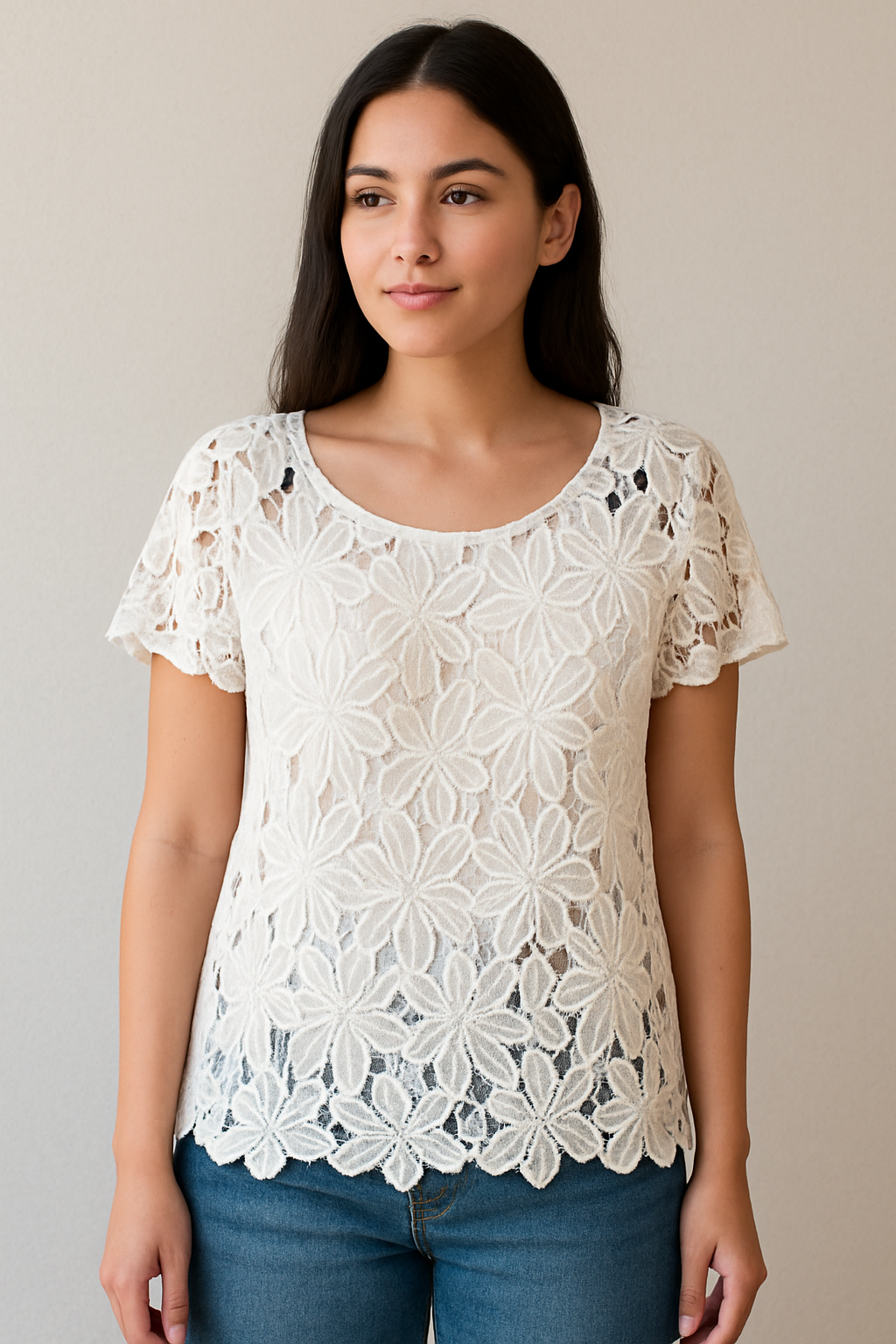 6547 Daisy Petal Chic Lace Top