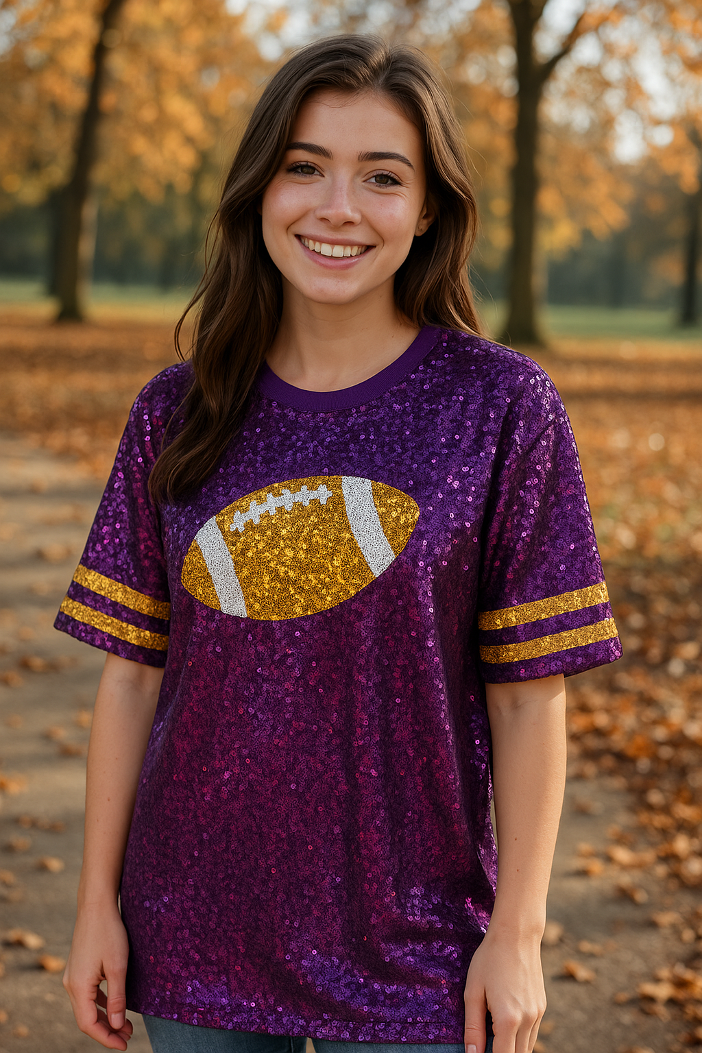 3604 Victory Sparkle Sequin Tee
