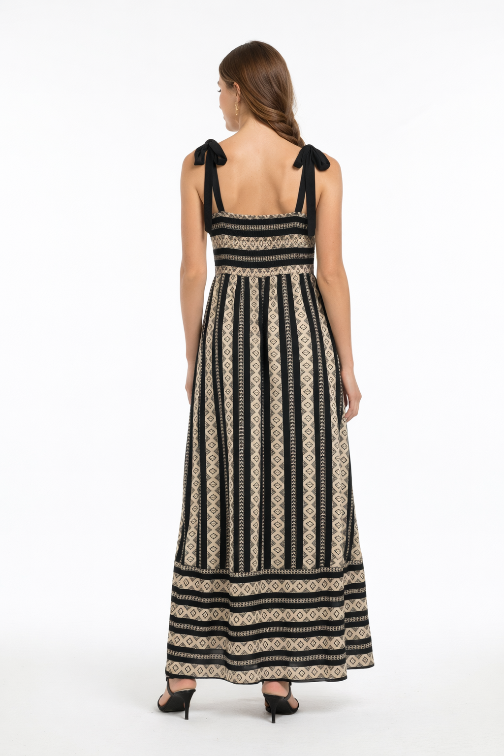 2009 Boho Luxe Black & Cream Maxi Dress