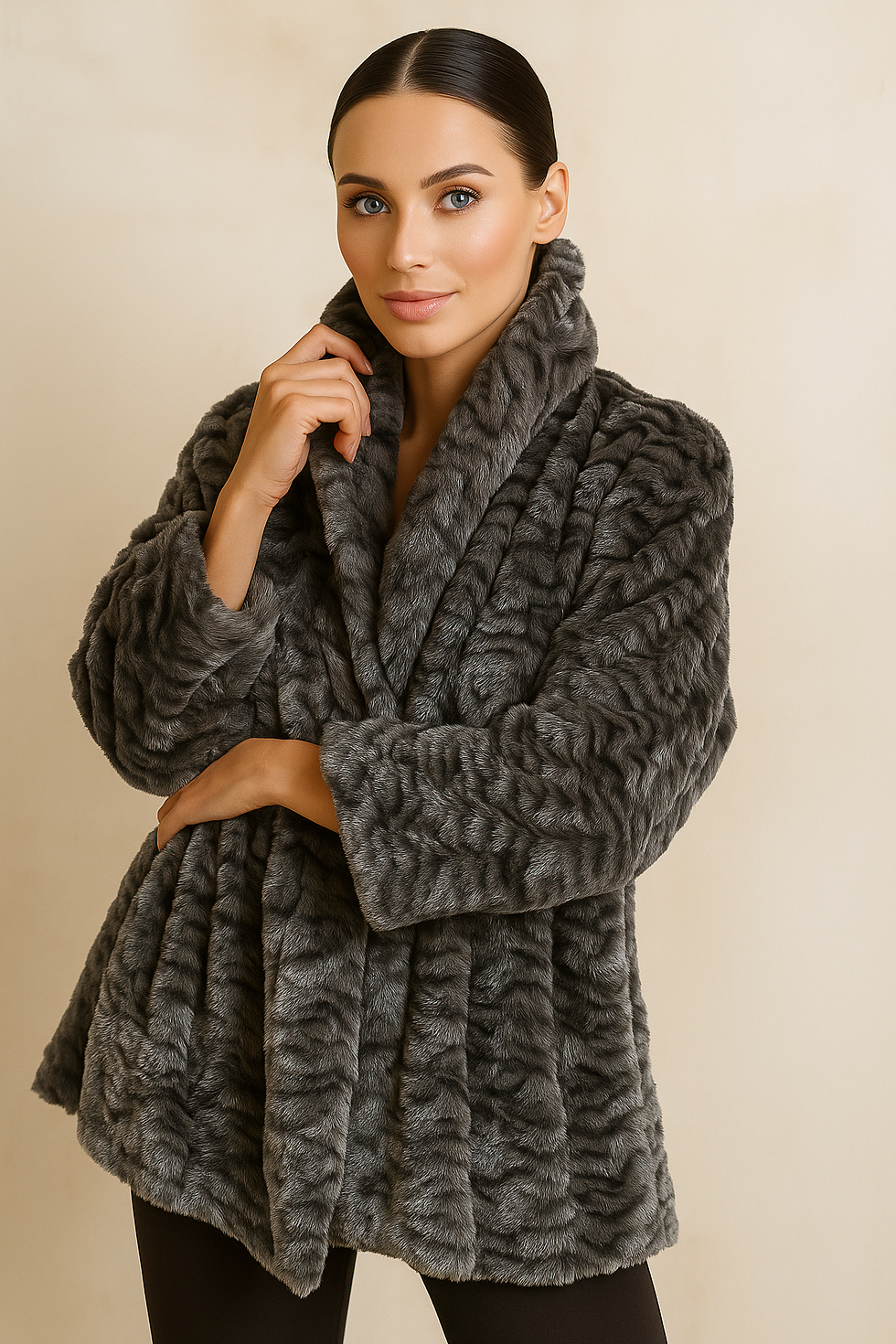 204 Ripple Effect Faux Fur Cardigan