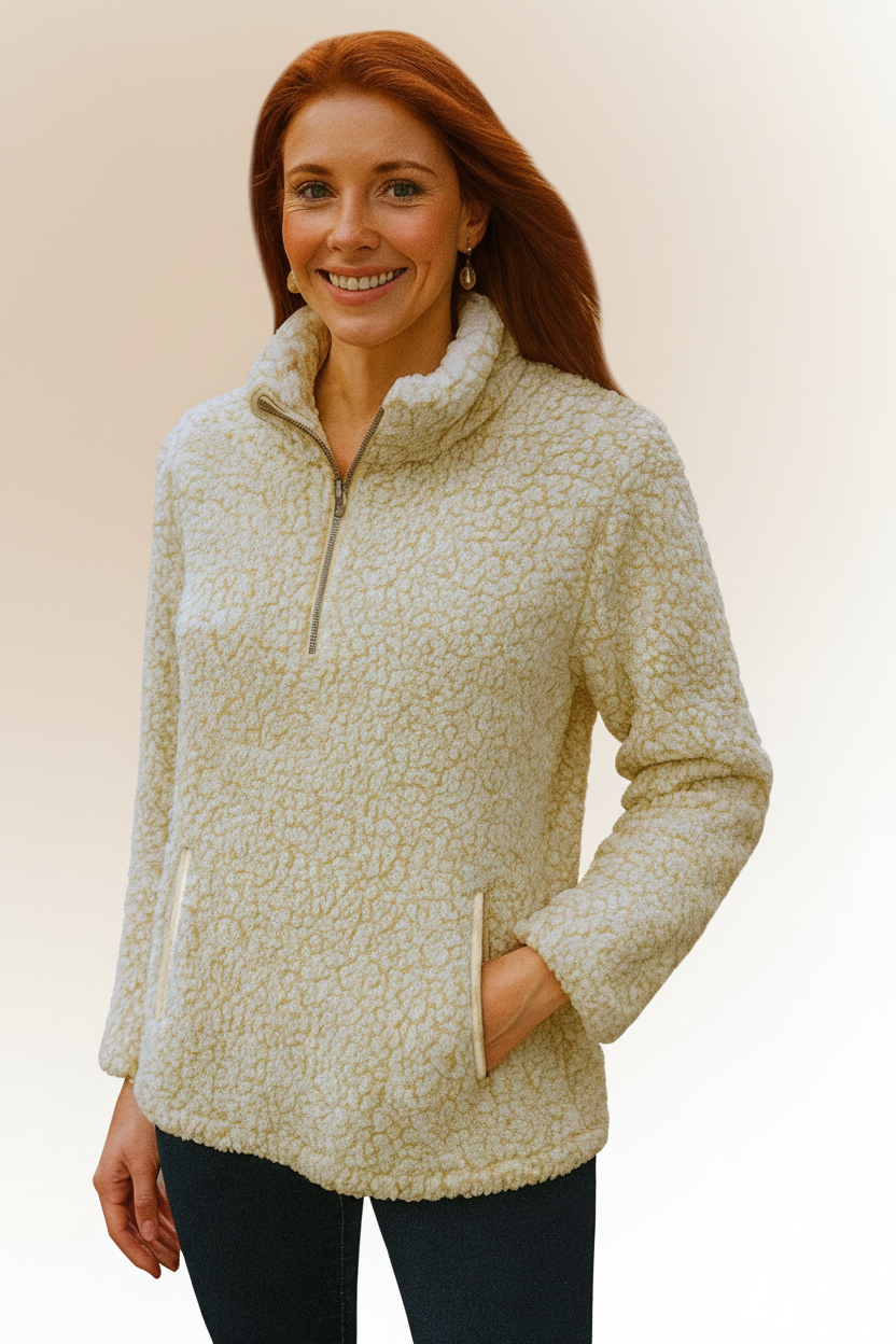 1989 Camel Sherpa Pullover Jacket with side pockets Plus