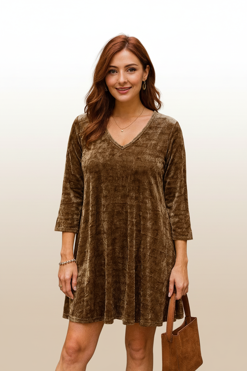 32999 Mocha Velvet Dress