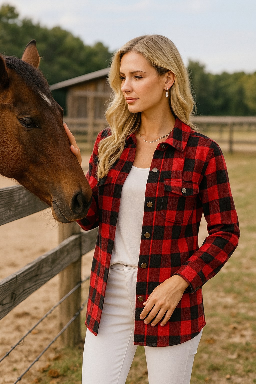 23883 Red Plaid Shacket