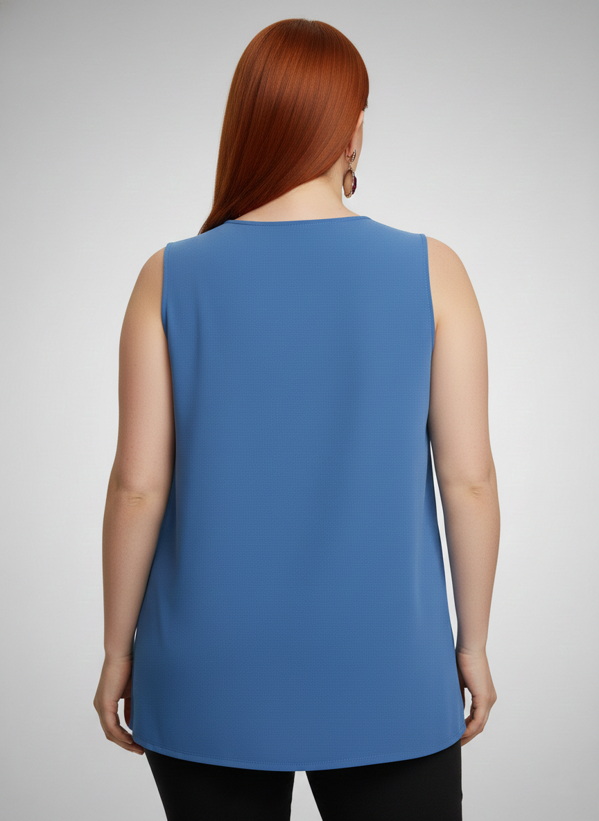 5513 Hydrangea Blue V-Neck Blouse Plus