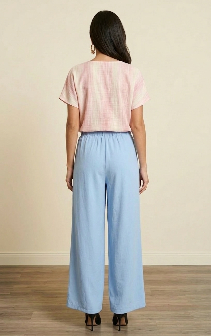 1234 Sky Blue Pleated Trousers with Side Pocket