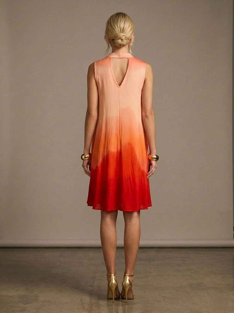 3138 Sunset Ombre Sleeveless Dress with pockets
