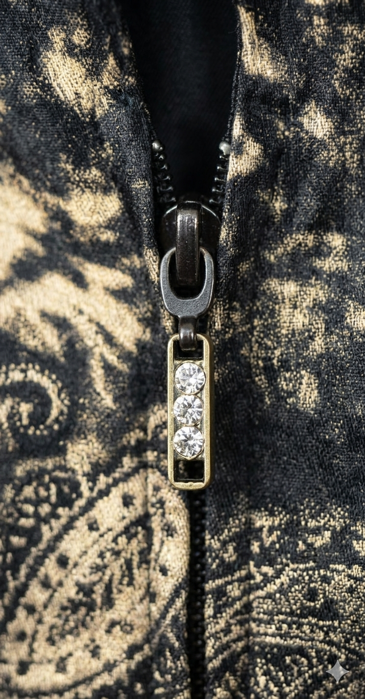 8171 Black Tan Paisley Zip Fully Lined Jacket