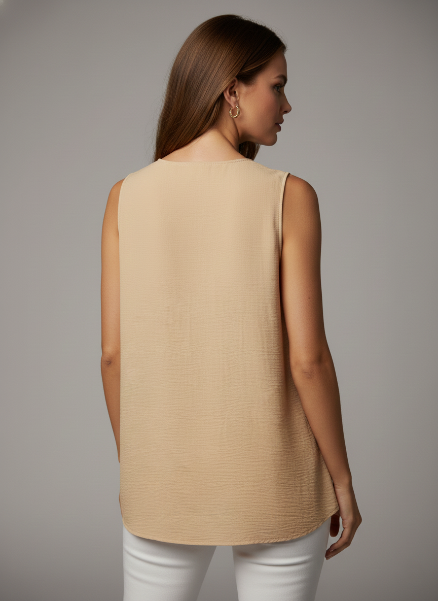 5513 Sand V-Neck Blouse