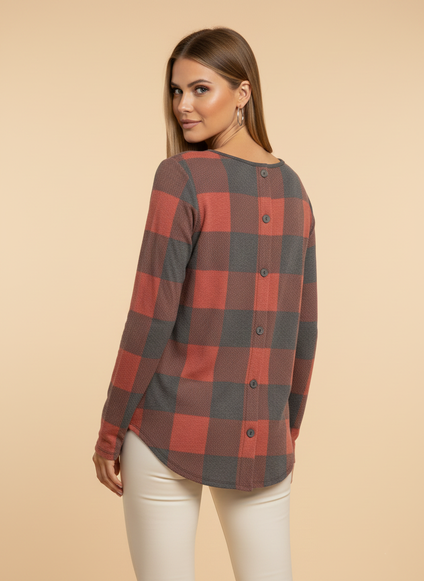 5542 Red and Dark Gray Top