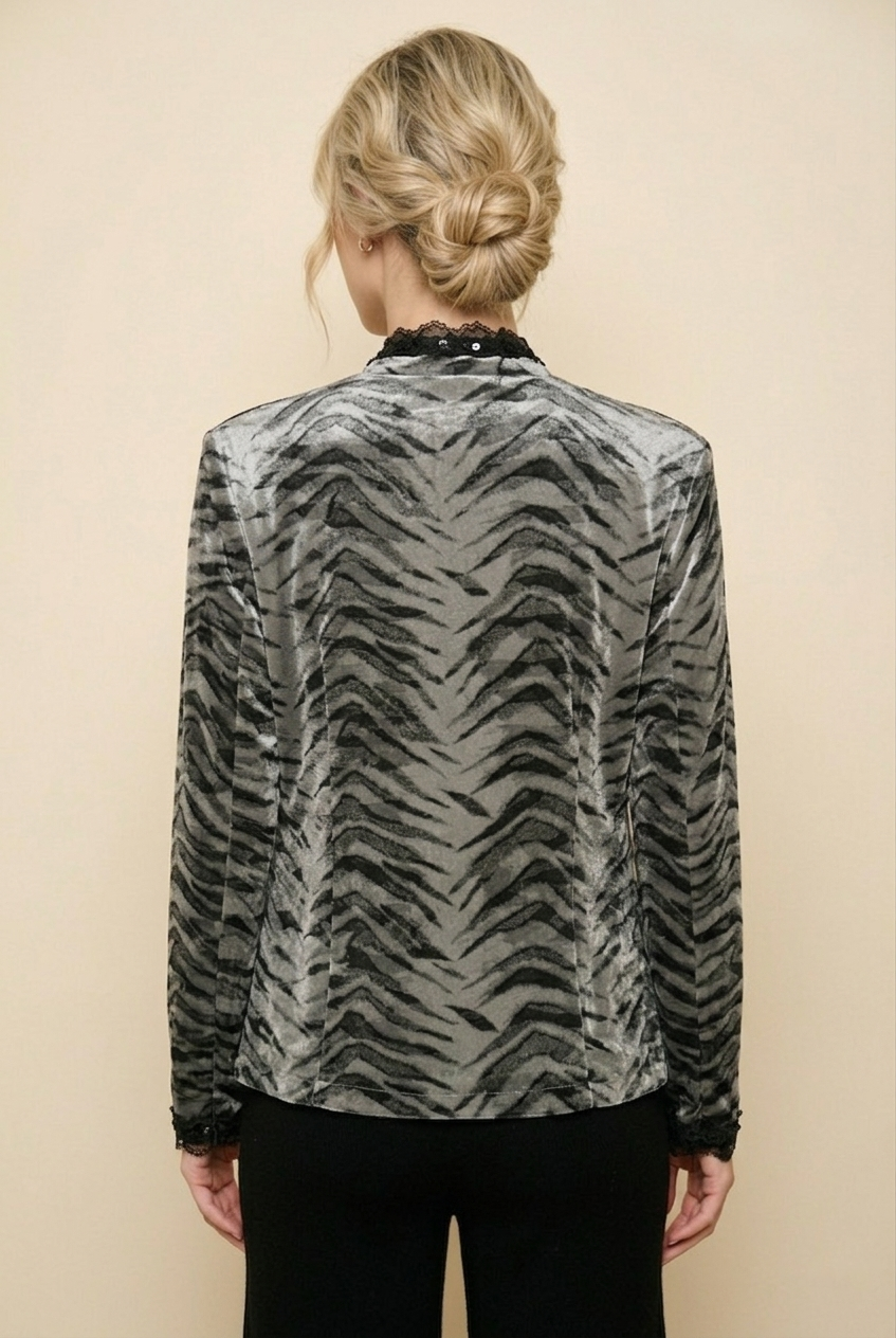 0605 Gray Tiger Stripe Blazer