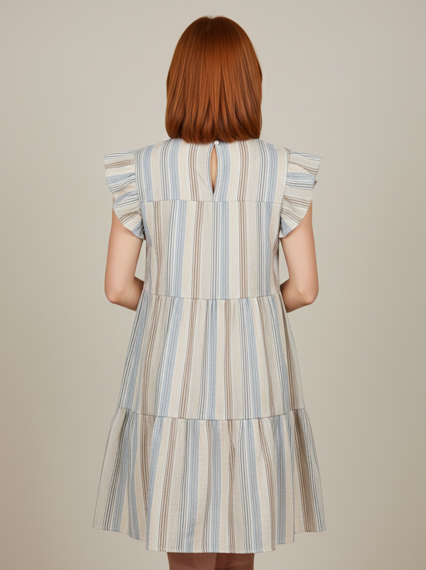 1690 Pebble Beach Stripe Tiered Dress