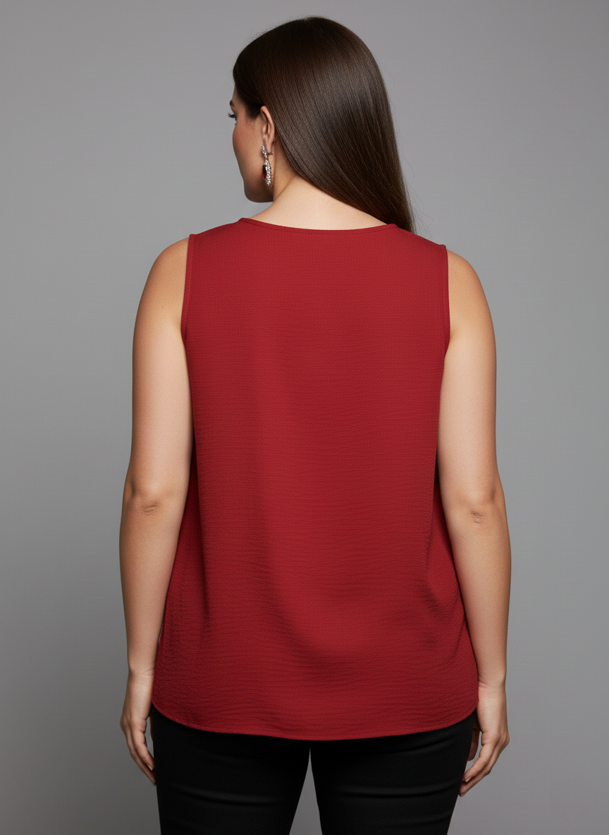 5513 Crimson V-Neck Blouse Plus