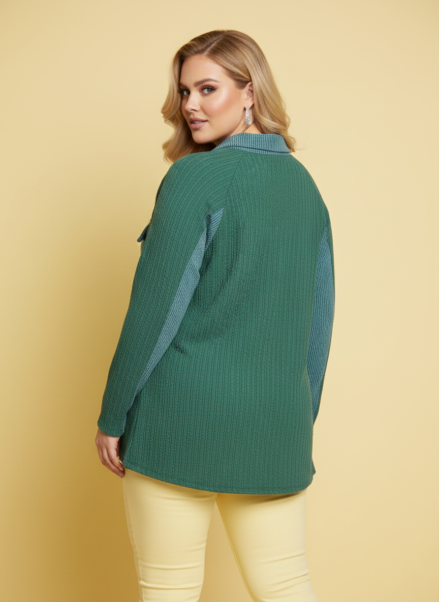 8126 Ocean Mist Button-Up Shirt Plus