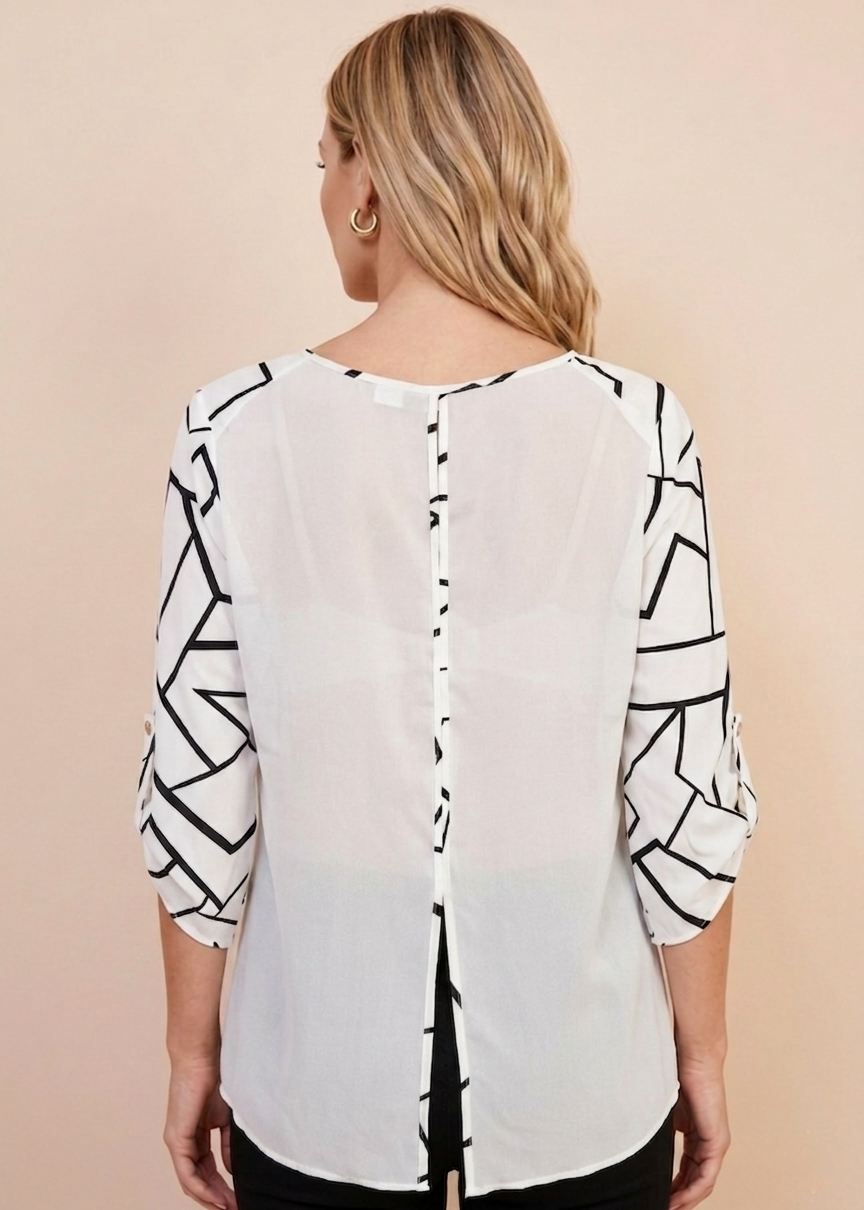 360 Abstract Black & White Top