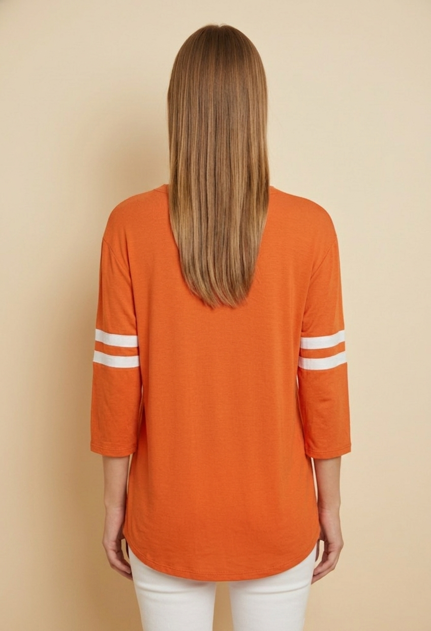 4080 Varsity Stripe Orange Top
