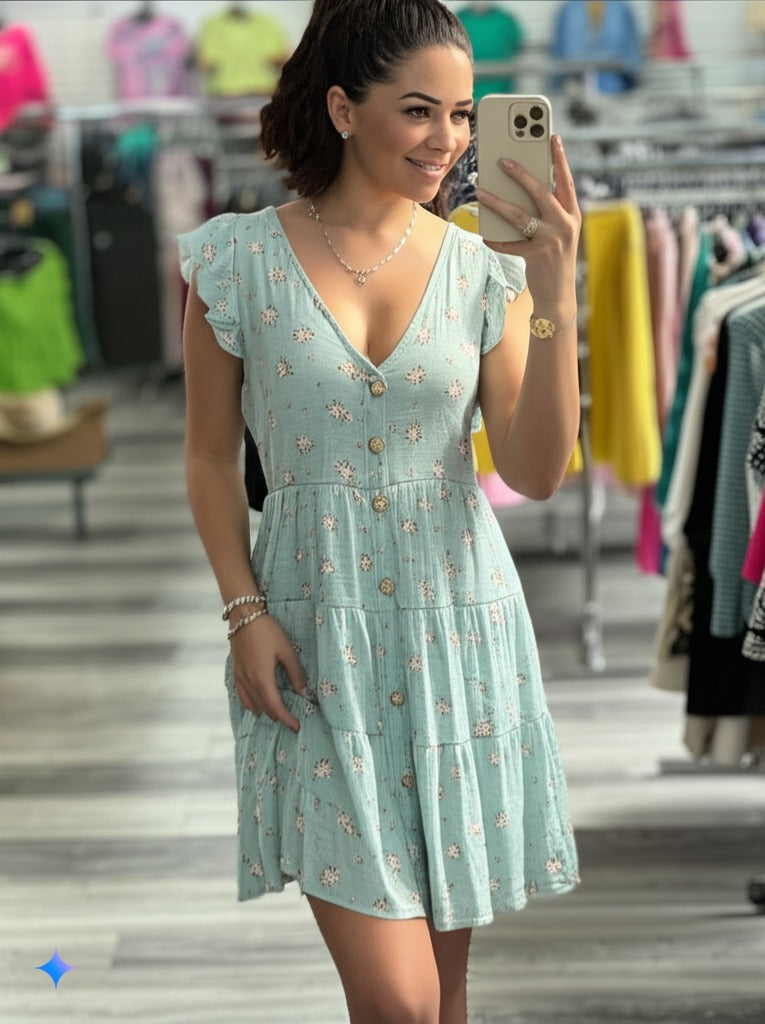 Button Down Print Dress