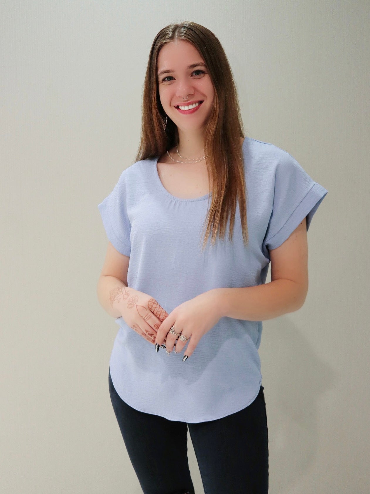 Style 10295 Light Blue S/Sl Signature Fabric Top