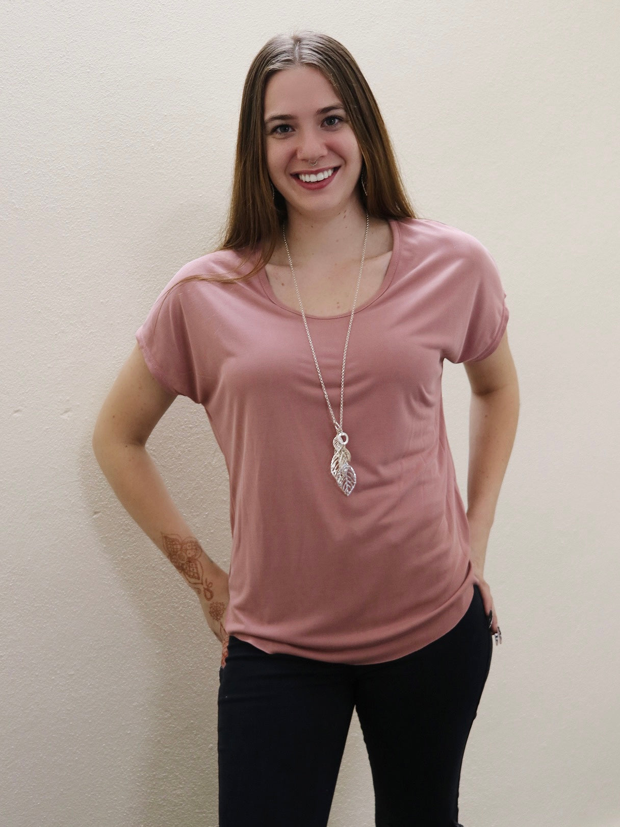 Style 555 Blush Zipper Back Tops