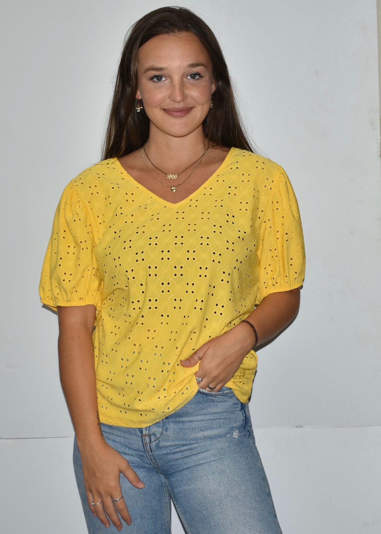 Yellow Eyelet Blouse DT7215PL