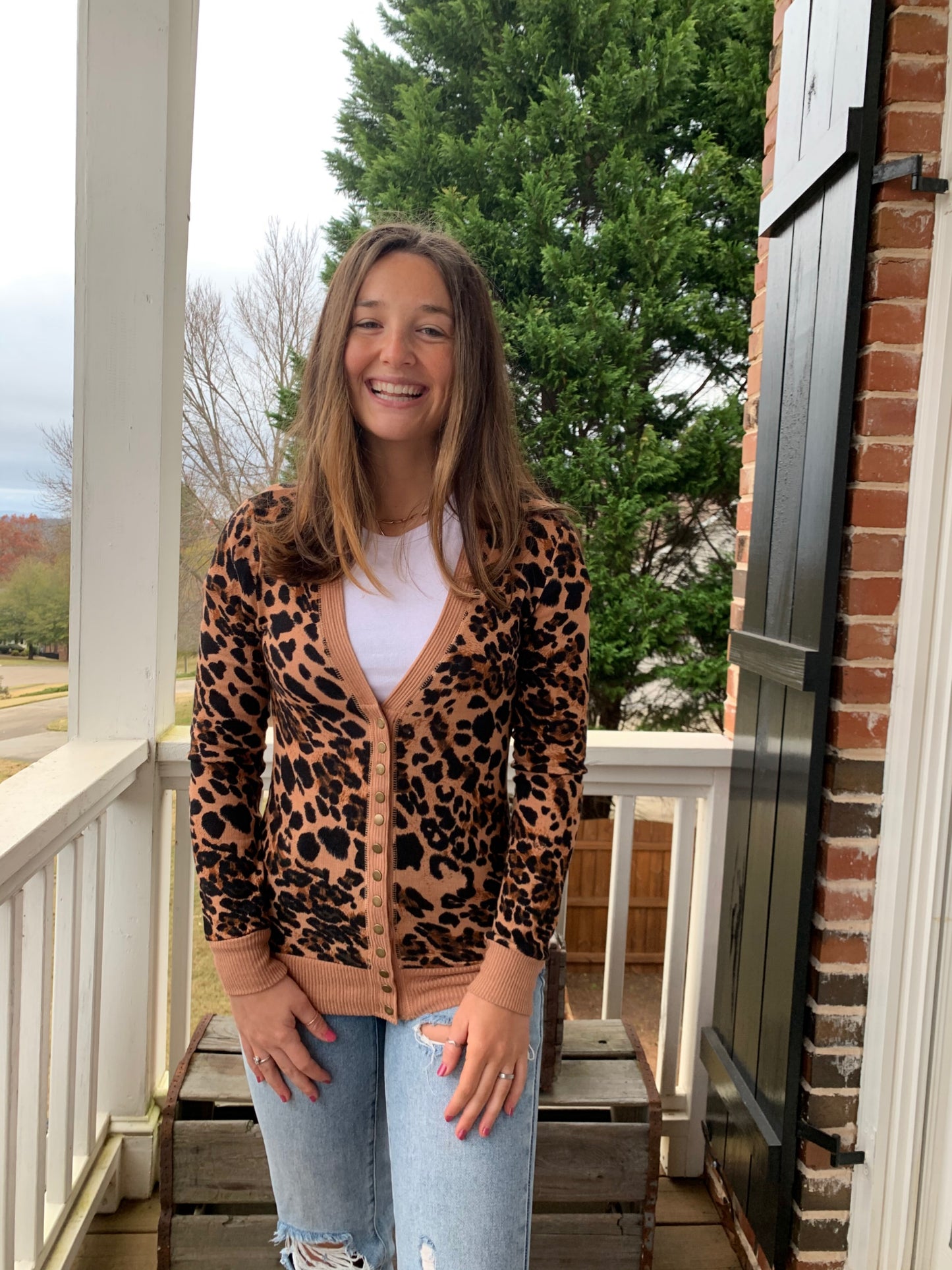 Light Rust Leopard Cardigan REG