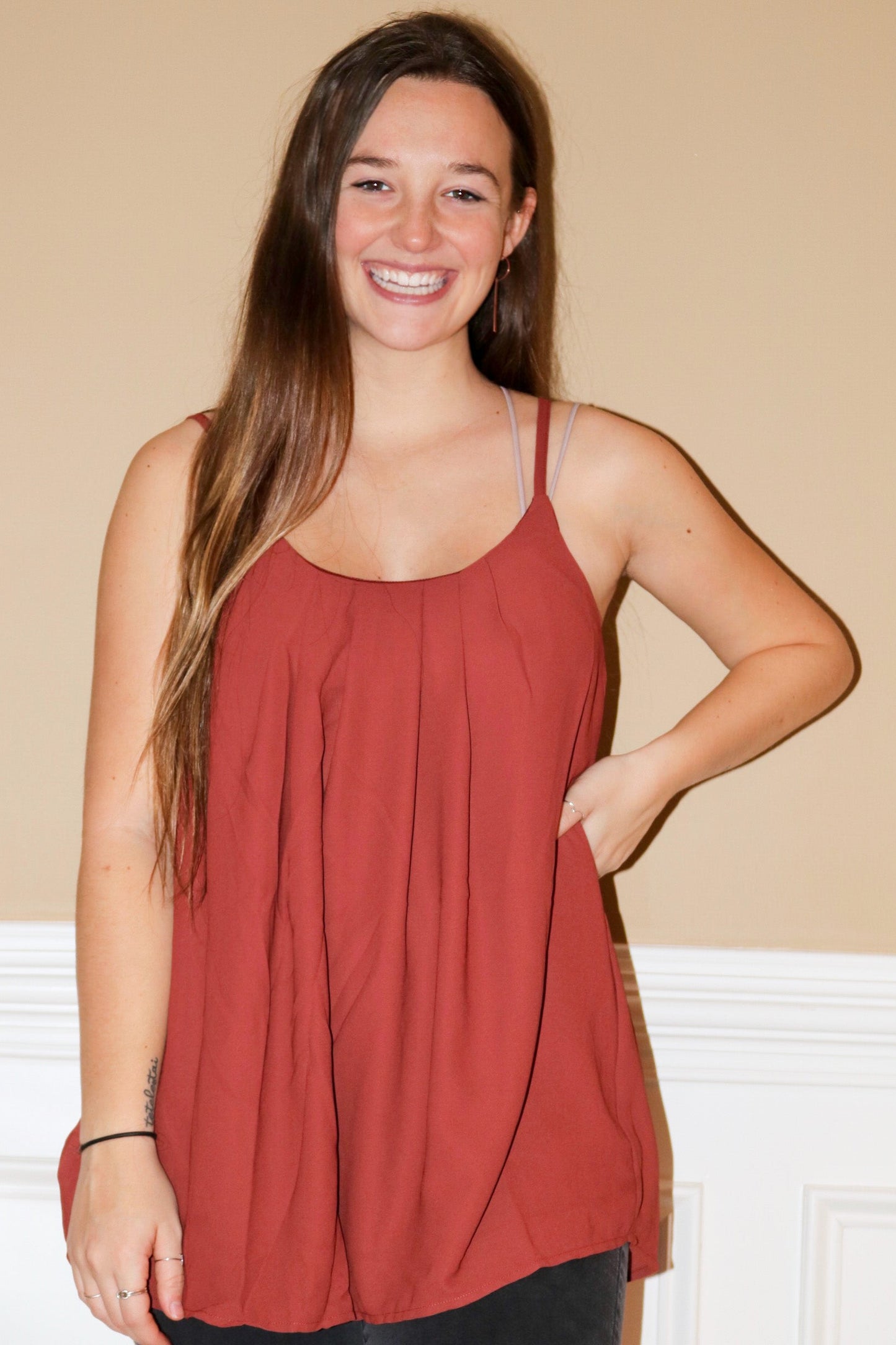 2603 Spaghetti Strap Top Rust