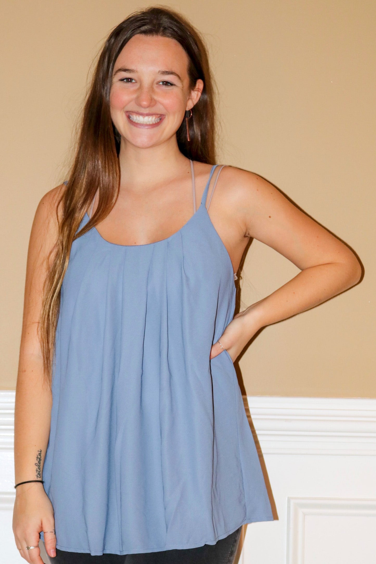 2603 Spaghetti Strap Top Light Blue